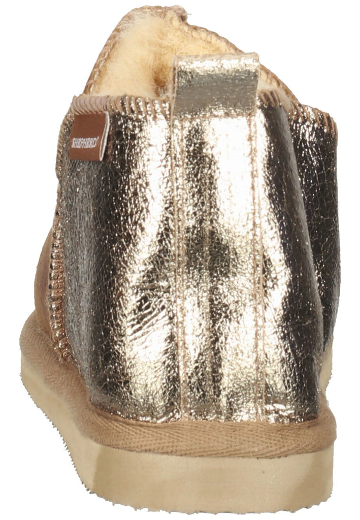 Shepherd Hausschuhe Veloursleder Gold-Braun Warmfutter
