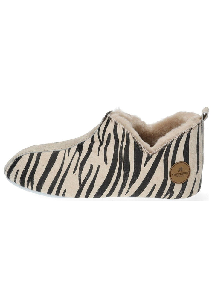 Pantoletten Shepherd Hausschuhe Lammfell Beige/Schwarz Warmfutter