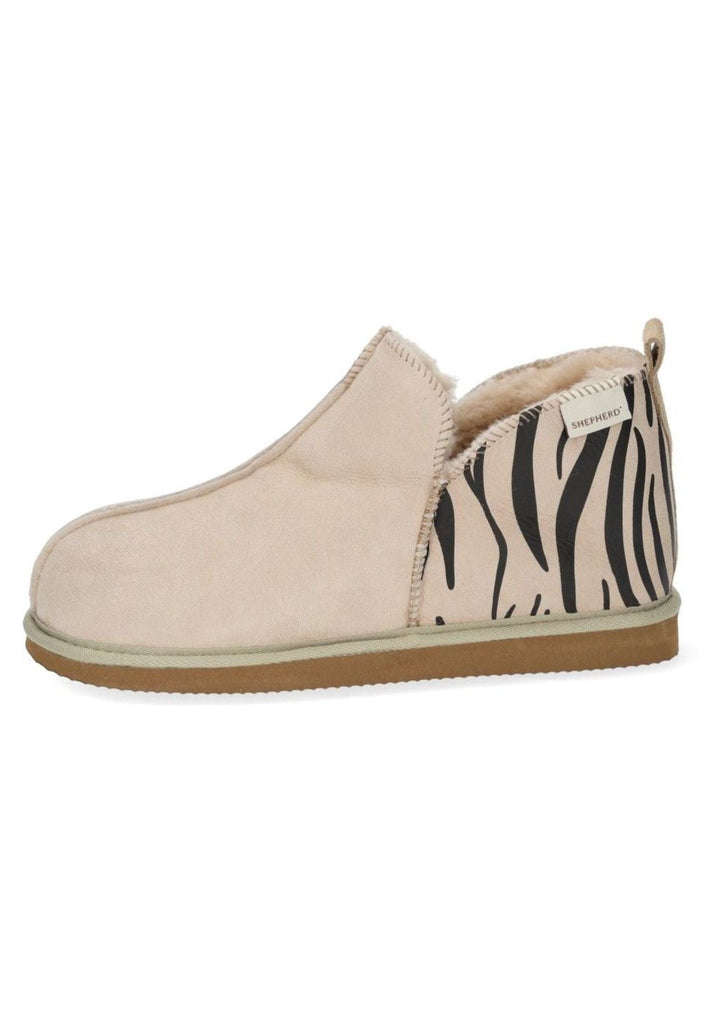 Pantoletten Shepherd Hausschuhe Leder Beige/Schwarz Warmfutter