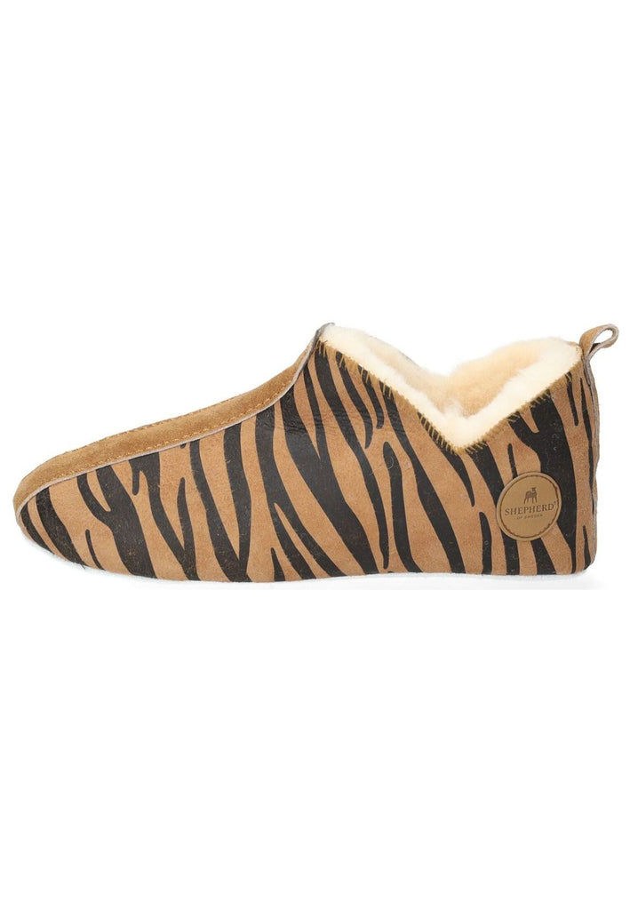 Pantoletten Shepherd Hausschuhe Leder Braun/Schwarz Warmfutter