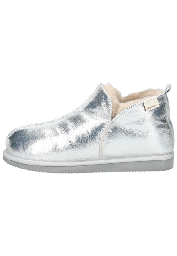 Pantoletten Shepherd Hausschuhe Leder Silber Warmfutter