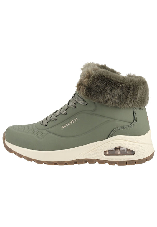Skechers Sneaker Lederimitat Oliv Warmfutter