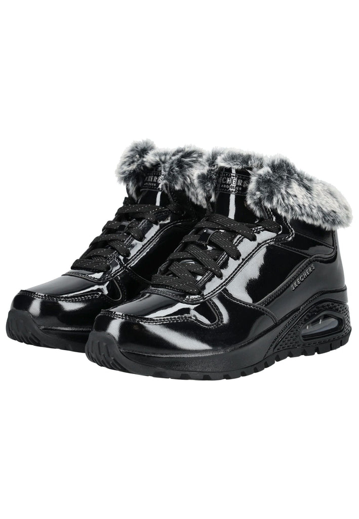 Skechers Stiefelette Lederimitat/Textil Schwarz Lack Warmfutter