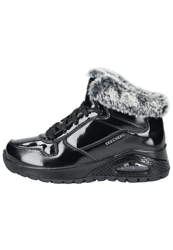 Stiefeletten Skechers Stiefelette Lederimitat/Textil Schwarz Lack Warmfutter