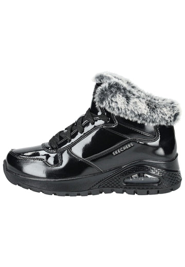 Stiefeletten Skechers Stiefelette Lederimitat/Textil Schwarz Lack Warmfutter
