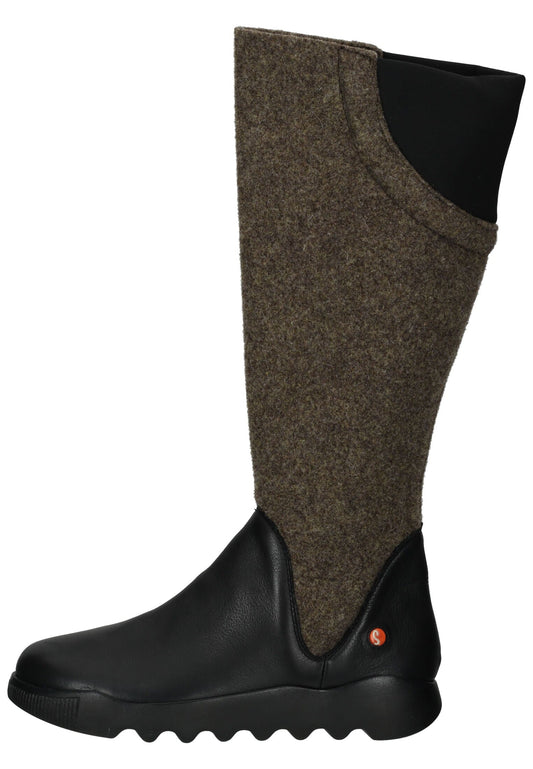 softinos Stiefel Leder/Textil Schwarz/Braun