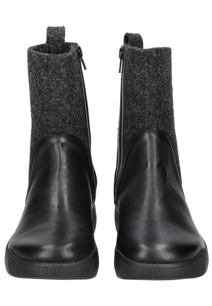 softinos Stiefel Leder/Textil Schwarz Kombi