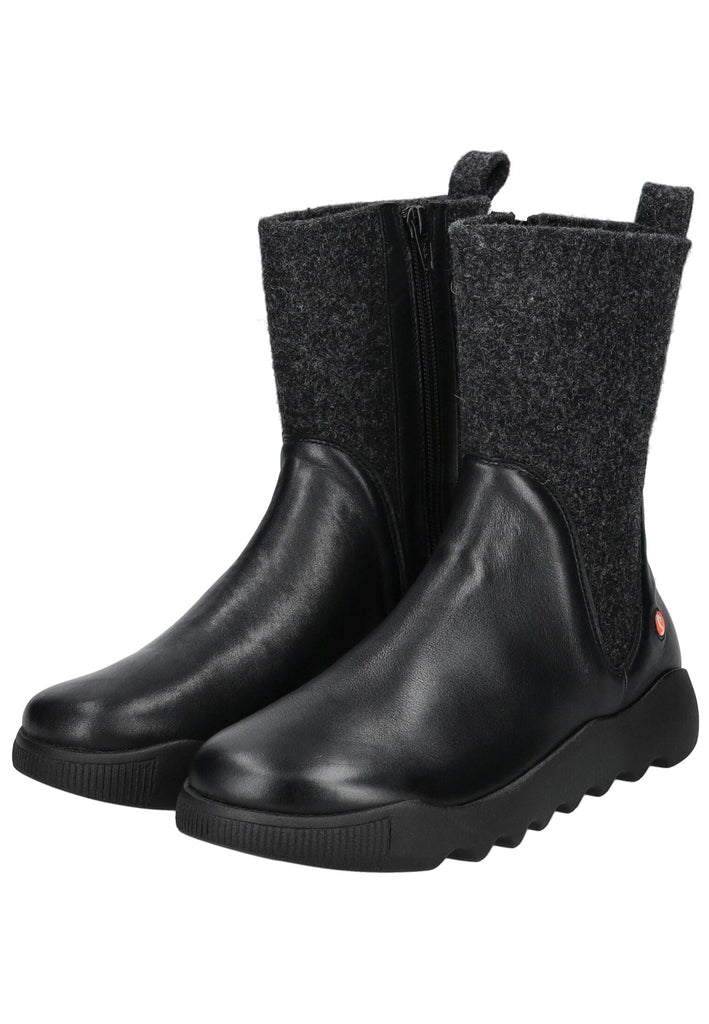 softinos Stiefel Leder/Textil Schwarz Kombi