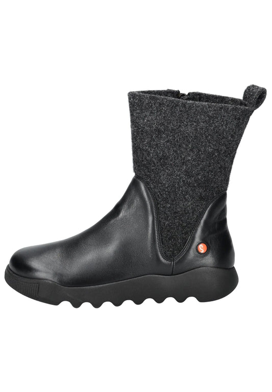 softinos Stiefel Leder/Textil Schwarz Kombi