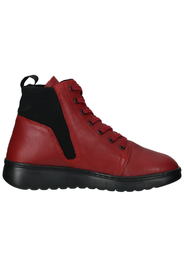 softinos Stiefelette Leder Rot/Schwarz