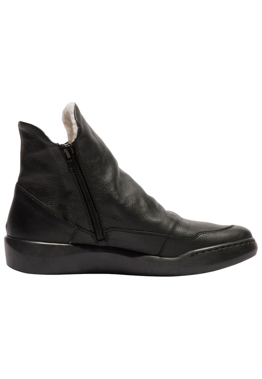 softinos Stiefelette Leder Schwarz Warmfutter