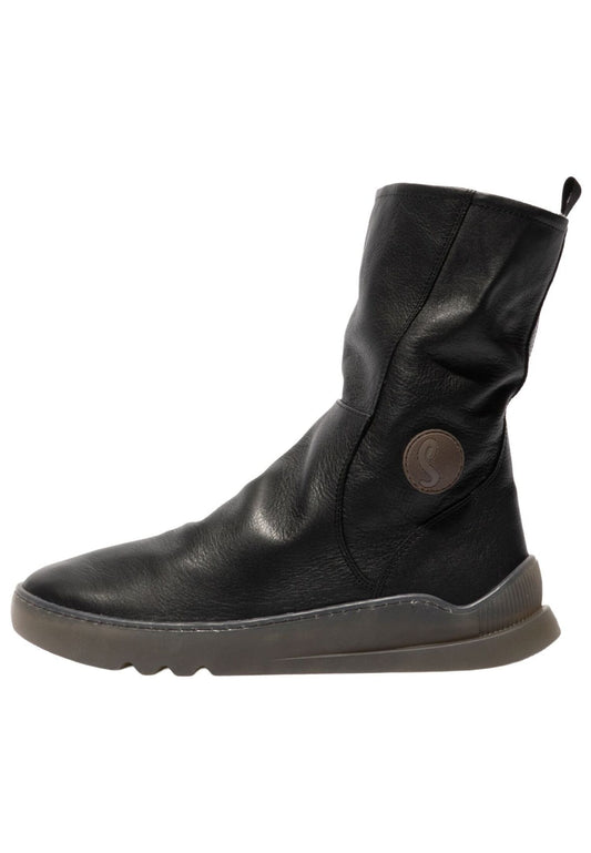 softinos Stiefelette Leder Schwarz Warmfutter