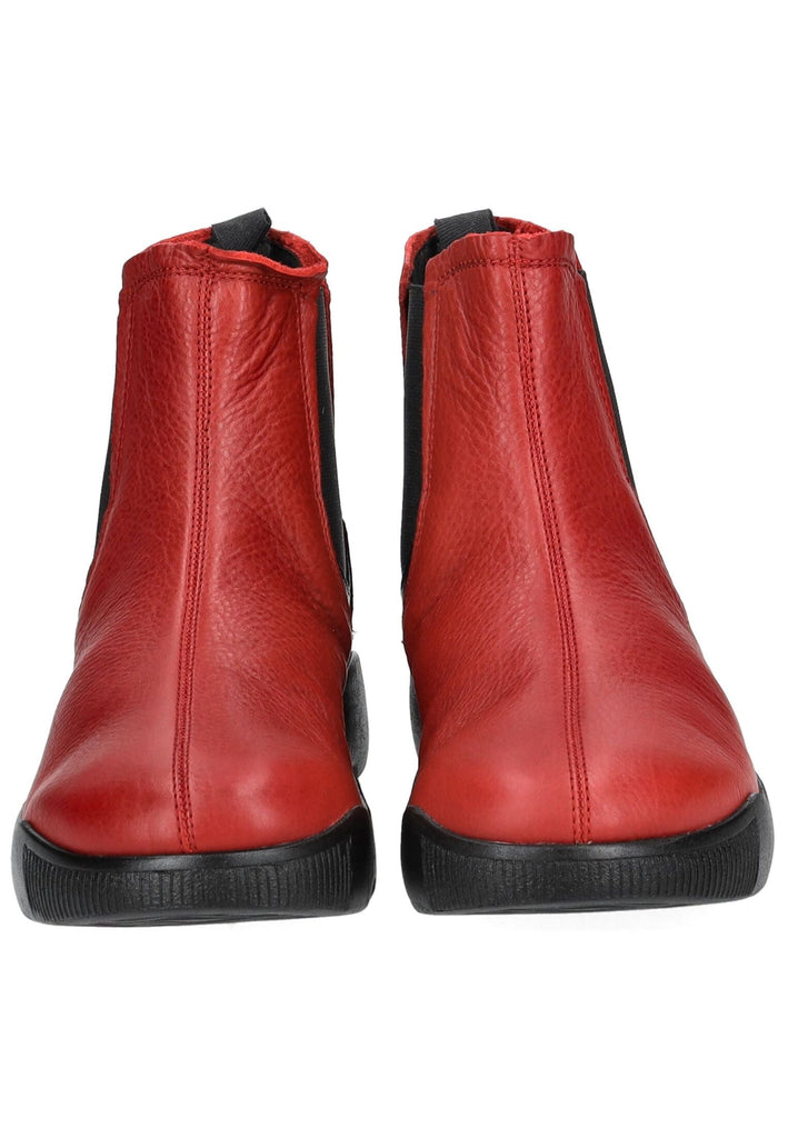 softinos Stiefelette Leder/Textil Rot/Schwarz