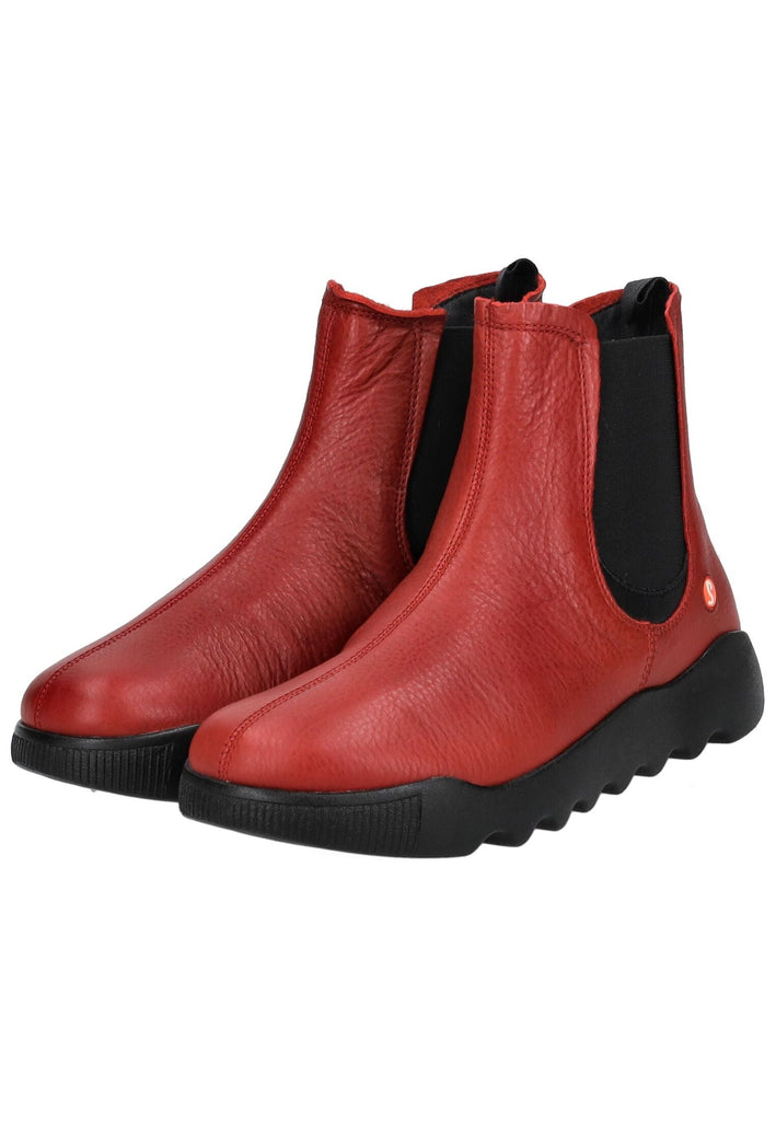softinos Stiefelette Leder/Textil Rot/Schwarz