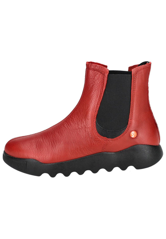 softinos Stiefelette Leder/Textil Rot/Schwarz