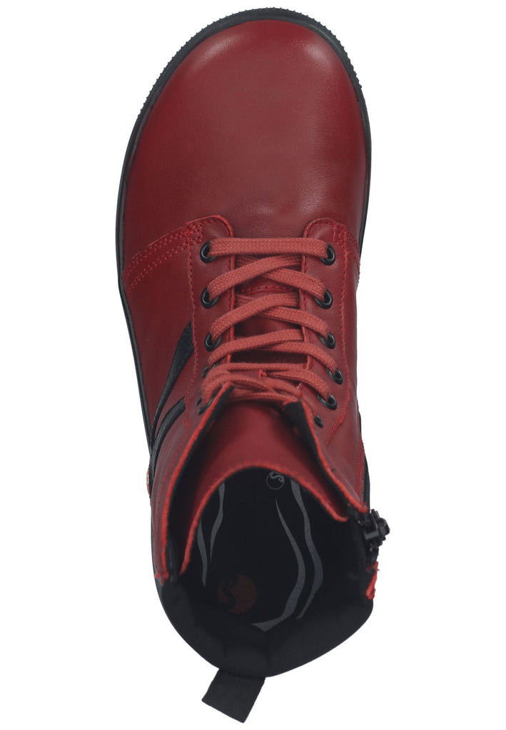 softinos Stiefelette Leder/Textil Rot/Schwarz