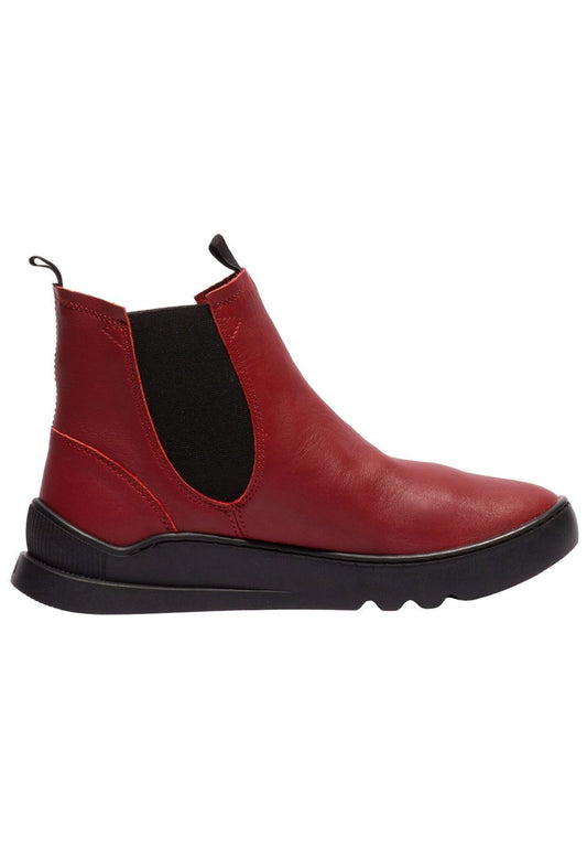 softinos Stiefelette Leder/Textil Rot Warmfutter