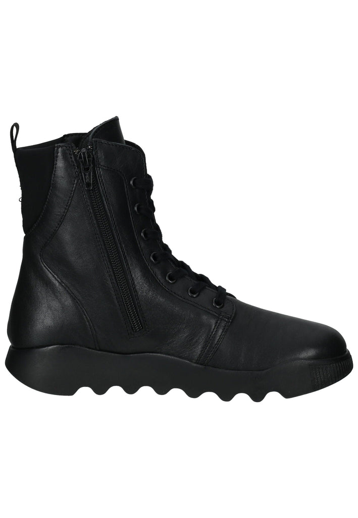 softinos Stiefelette Leder/Textil Schwarz/Schwarz