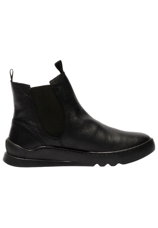 softinos Stiefelette Leder/Textil Schwarz Warmfutter