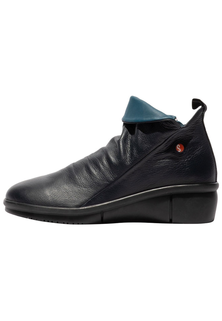 Stiefeletten softinos Stiefelette Leder Navy Warmfutter