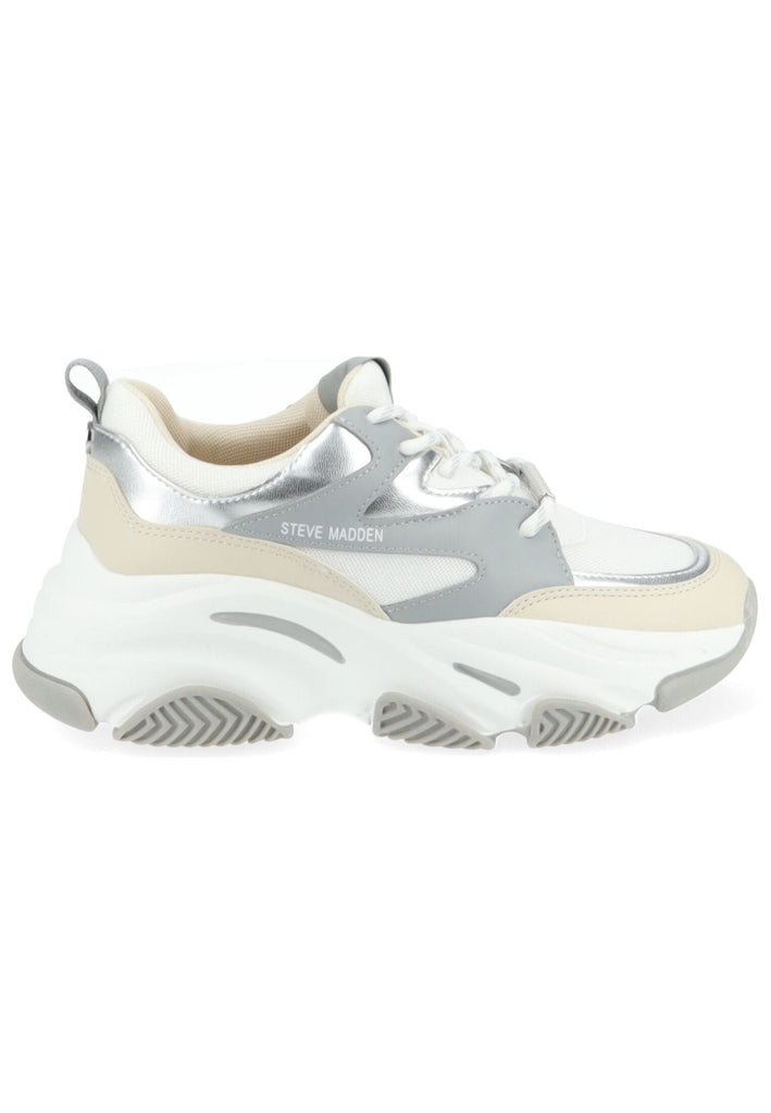 Steve Madden Sneaker Lederimitat/Textil Silber/Weiß