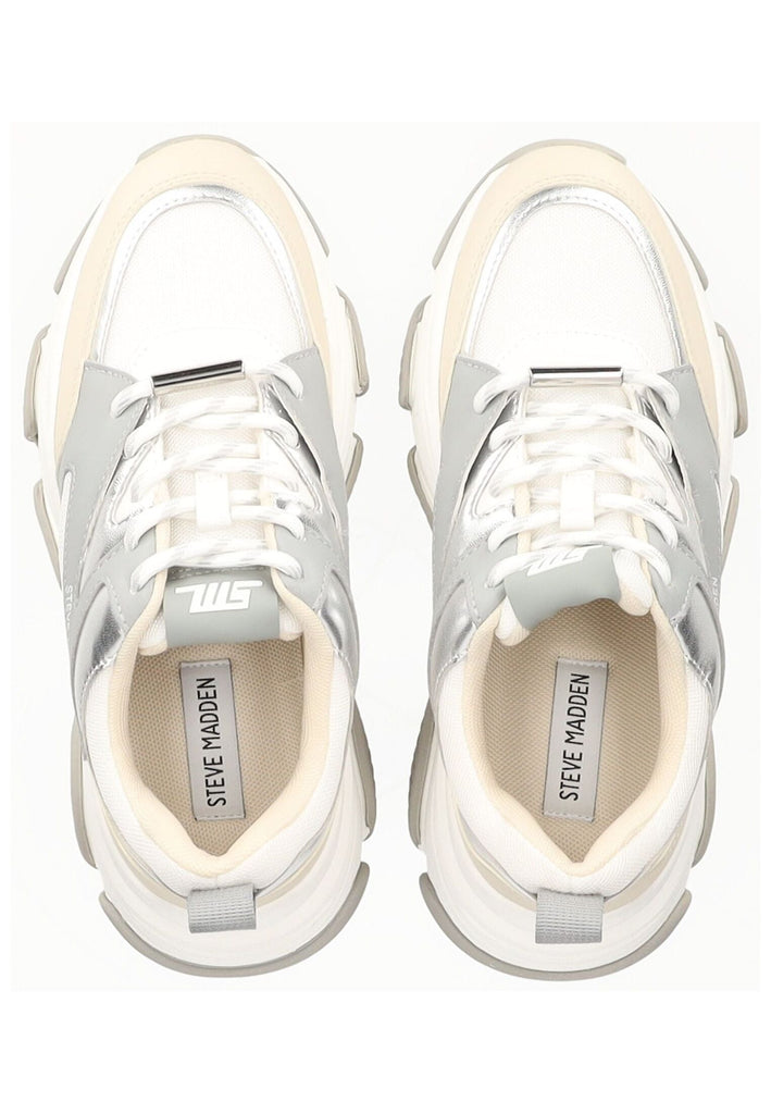 Steve Madden Sneaker Lederimitat/Textil Silber/Weiß