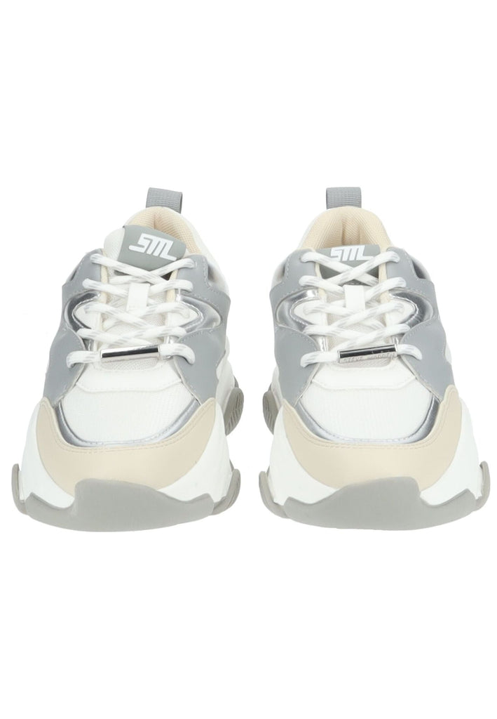 Steve Madden Sneaker Lederimitat/Textil Silber/Weiß