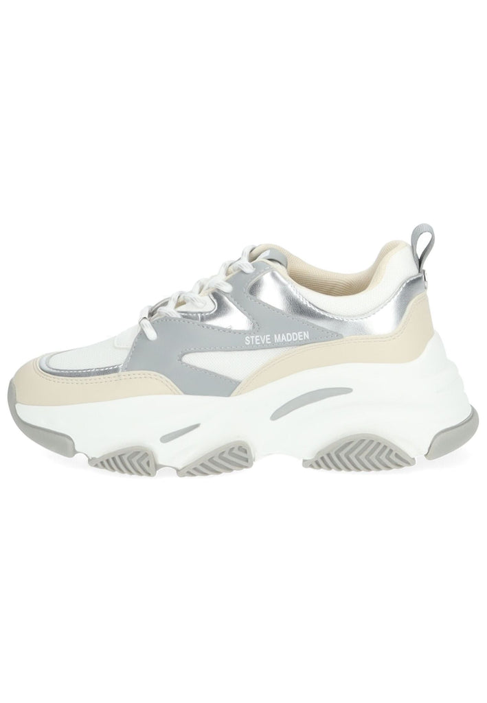 Steve Madden Sneaker Lederimitat/Textil Silber/Weiß