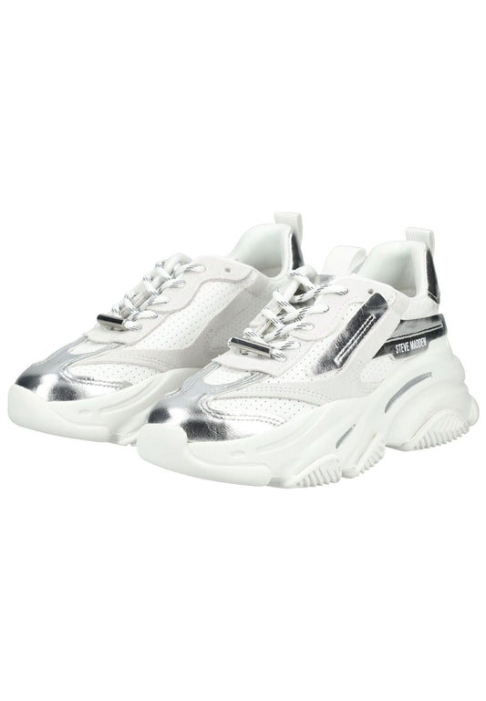 Steve Madden Sneaker Lederimitat Weiß/Silber