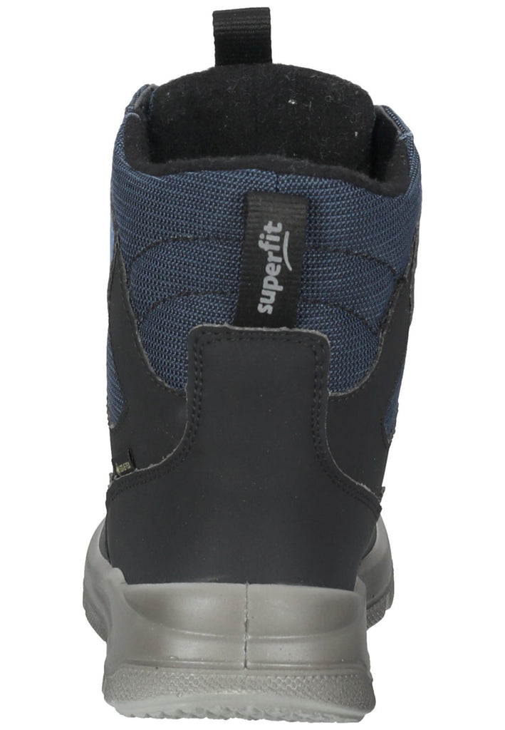 Superfit Stiefelette Lederimitat Schwarz/Blau Warmfutter