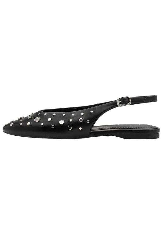 Tamaris Ballerinas Lederimitat Schwarz/Silber
