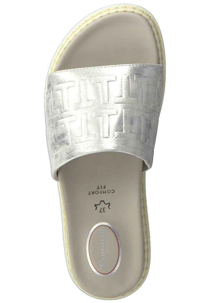 Tamaris Comfort Pantoletten Leder Silber