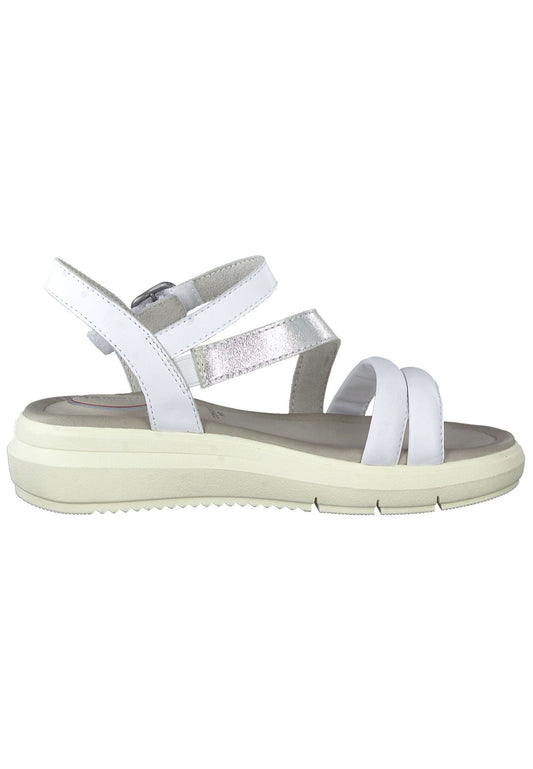 Tamaris Comfort Sandalen Leder Weiß/Silber