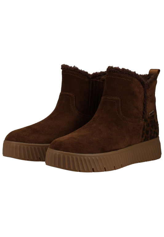 Tamaris Comfort Stiefelette Veloursleder Tobacco Warmfutter