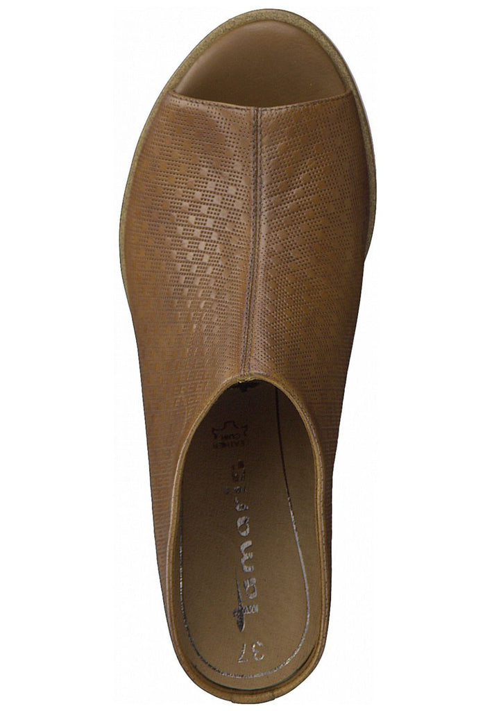 Tamaris Pantoletten Glattleder Nuss