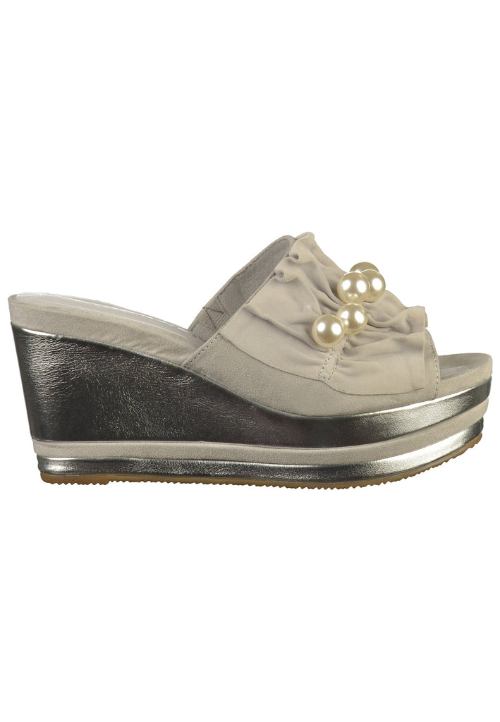 Tamaris Pantoletten Leder Hellgrau