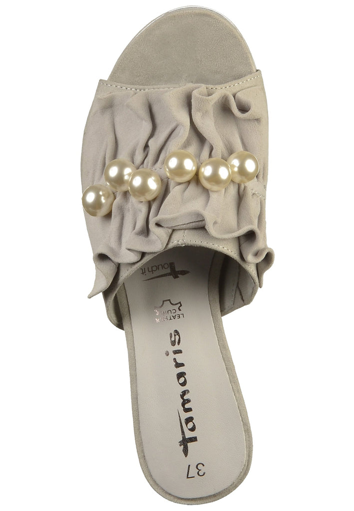 Tamaris Pantoletten Leder Hellgrau