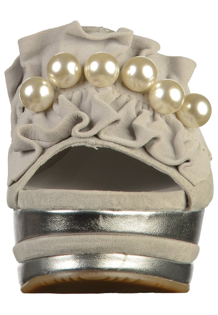 Tamaris Pantoletten Leder Hellgrau