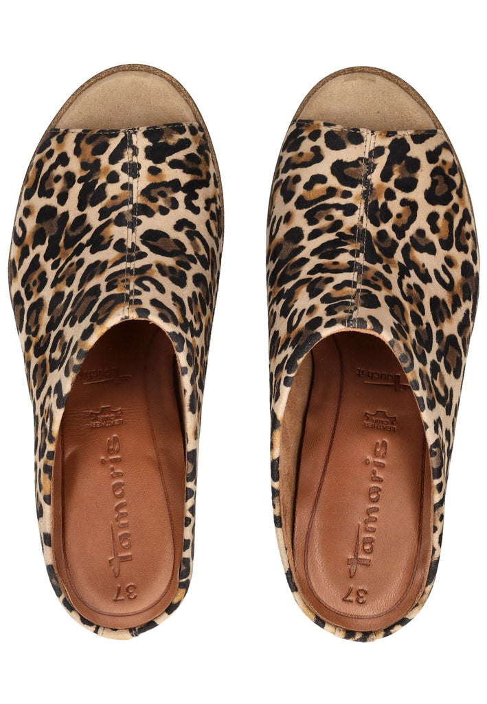 Tamaris Pantoletten Leder Leopard