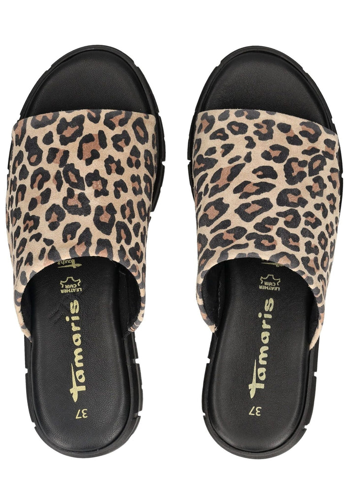 Tamaris Pantoletten Leder Leopard