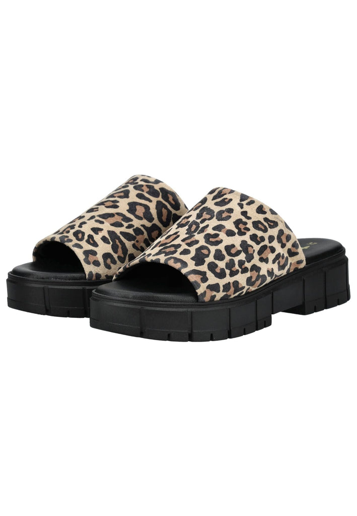 Tamaris Pantoletten Leder Leopard