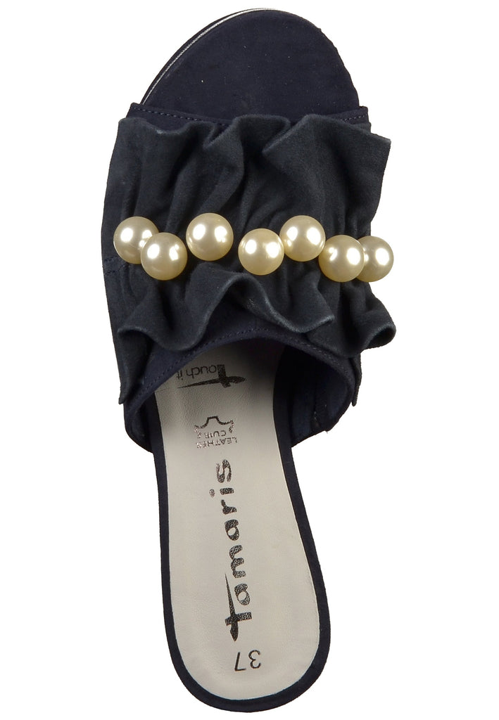 Tamaris Pantoletten Leder Navy
