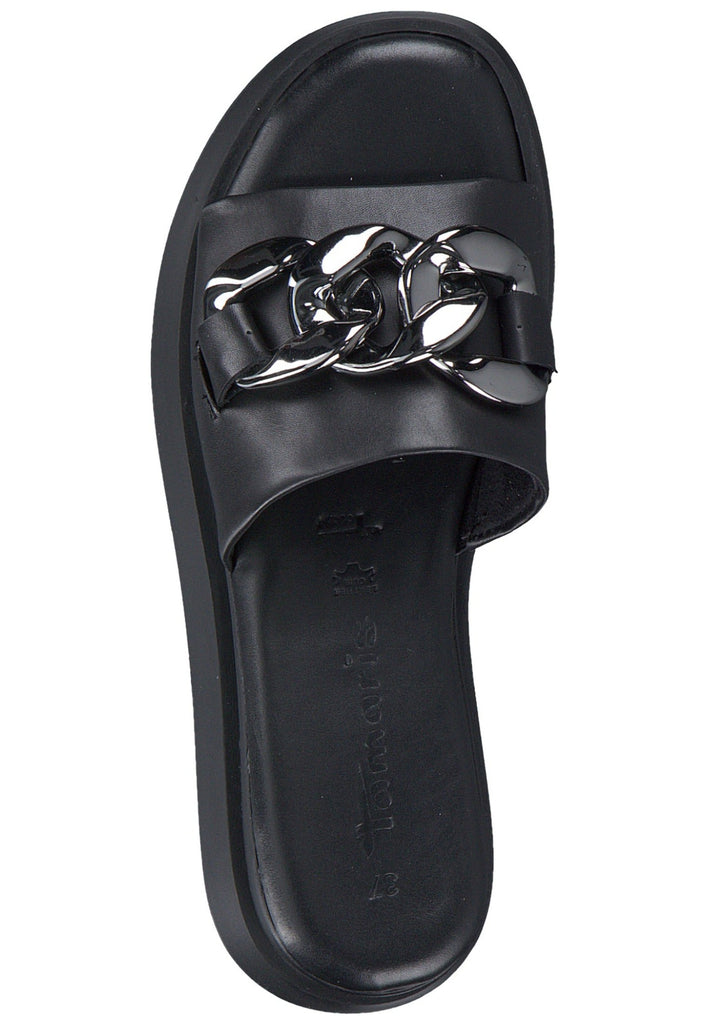 Tamaris Pantoletten Leder Schwarz/Silber