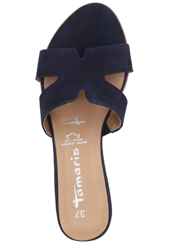 Tamaris Pantoletten Veloursleder Navy