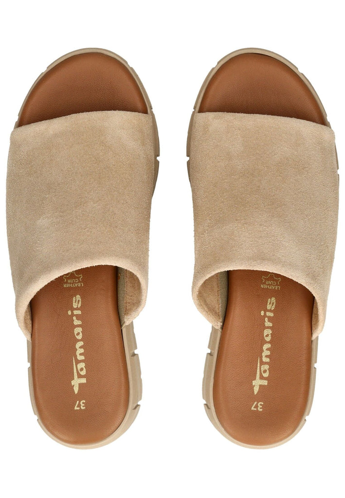 Tamaris Pantoletten Veloursleder Tan