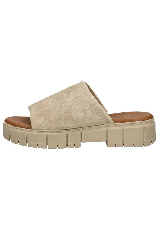 Tamaris Pantoletten Veloursleder Tan