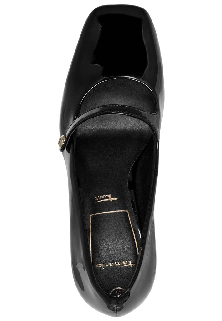 Tamaris Pumps Lederimitat Schwarz Lack