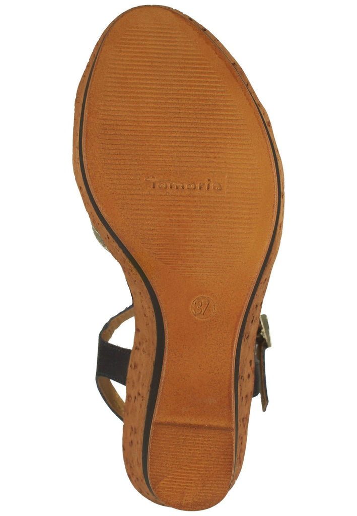 Tamaris Sandalen Leder Dunkelbau/Silber