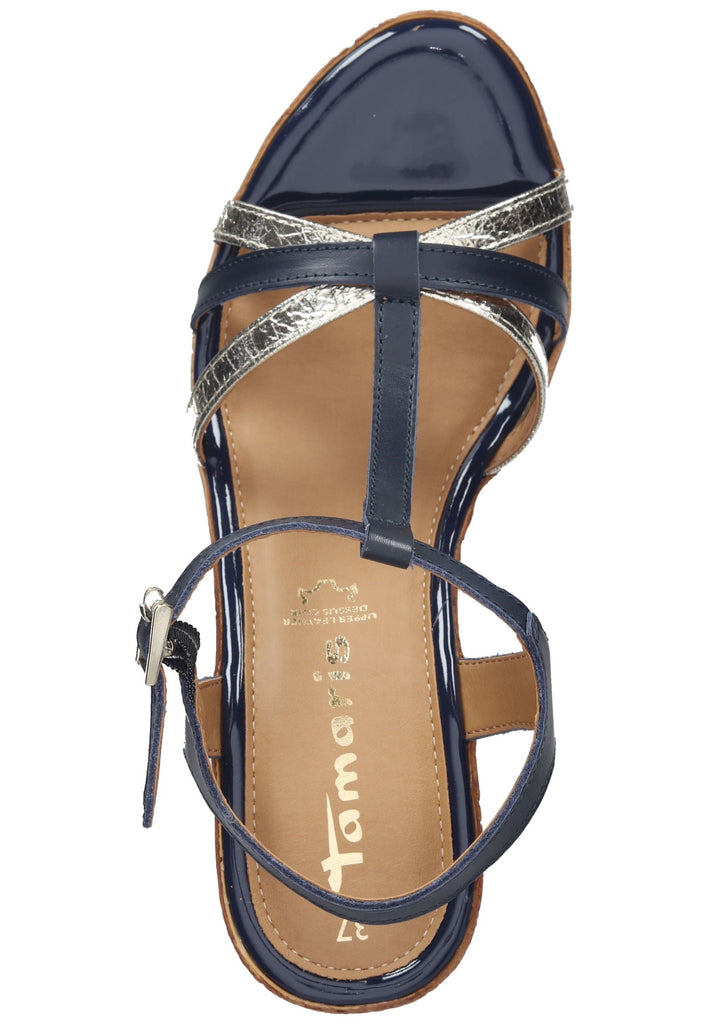 Tamaris Sandalen Leder Dunkelbau/Silber