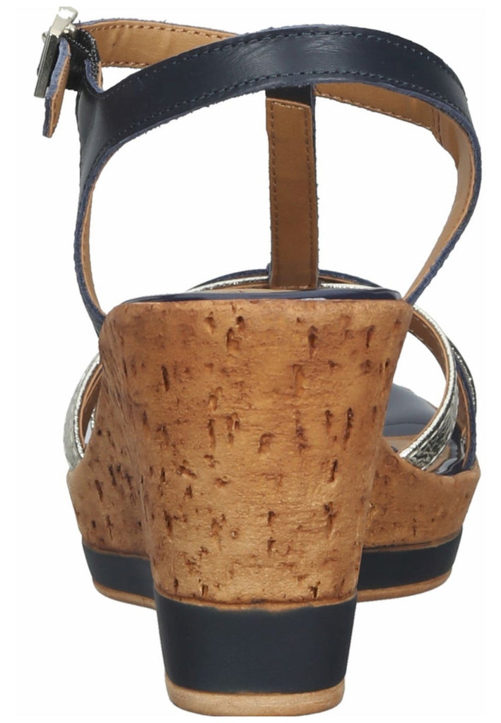 Tamaris Sandalen Leder Dunkelbau/Silber